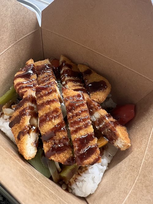 Vegan miso Katsu bowl  at TAKO Japanese Casual Food Stand in Munich