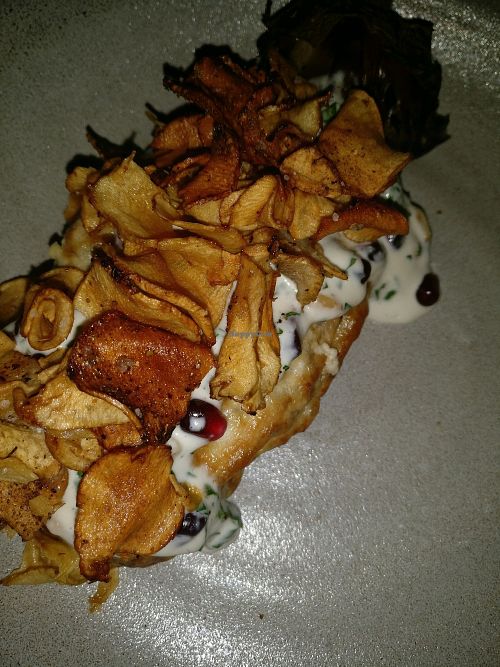 baked eggplant with tahini & crispy veg  at Maha Restaurant in Melbourne