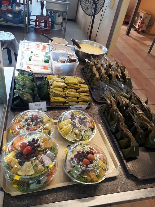 Salads, desserts and snacks at Tawanthong Restaurant and Shop in Khon Kaen