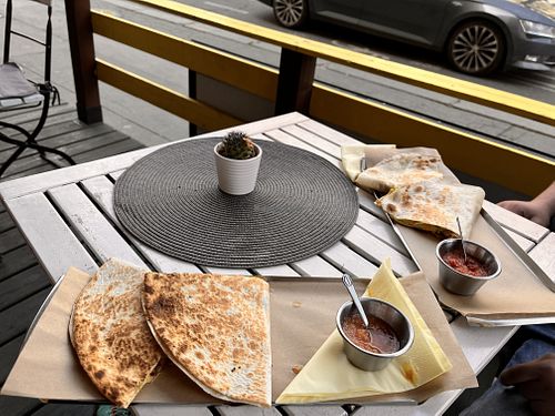 Vegan queasadillas  at Papas Cantina in Prague