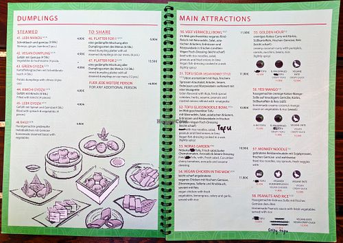 Menu page at The Vegan Monkey at The Vegan Monkey in Berlin