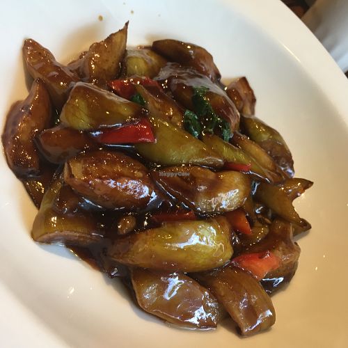 eggplant/ aubergine, very nice  at Zǎozǐ Shù - Vegetarian Life Style - JiangNing in Shanghai
