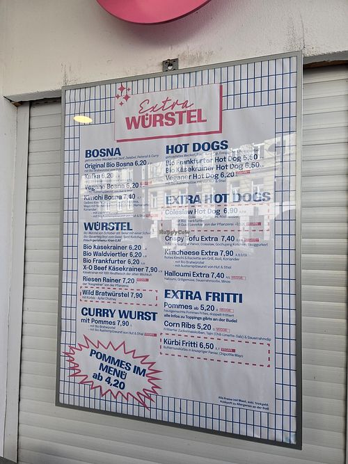 Menu at Extra Würstel - Kiosk in Vienna