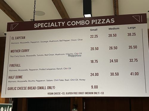 Menu   at Curry Village Pizza Deck in Yosemite Valley