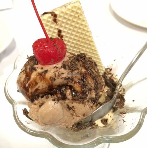 cappucino vegan ice cream at Loving Hut in Medan