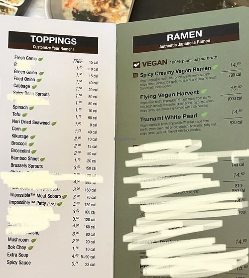 Menu 2  at JINYA Ramen Bar in Wichita