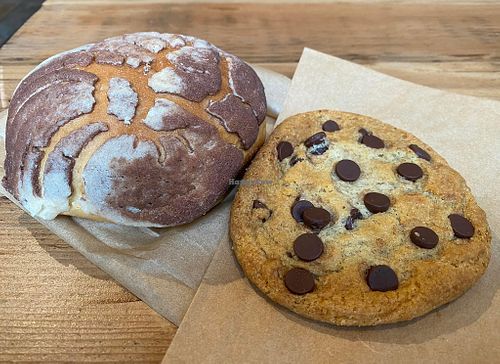 Concha and chocolate chip cookie   at Tepito Coffee in Pasadena