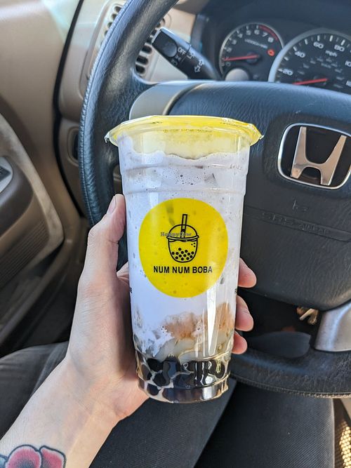 "taco" taro coconut boba, automatically with soy base at NUM NUM BOBA - South Reno in Reno