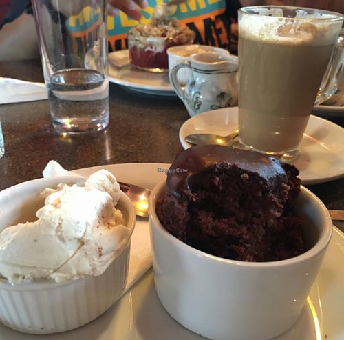 muffin and ice cream with the apple crumble in the background at Lastbus Works Canteen in New Pitsligo