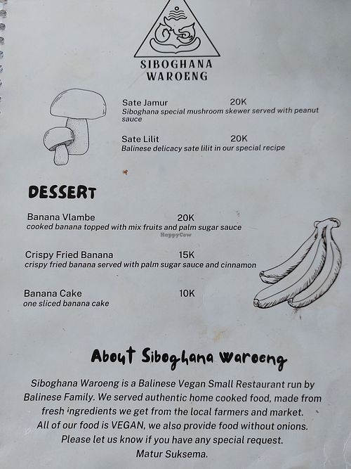 Menu at Siboghana Waroeng in Ubud