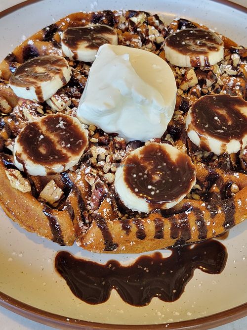 Brunch banana waffles 🤤 at Planta - Brentwood in Los Angeles