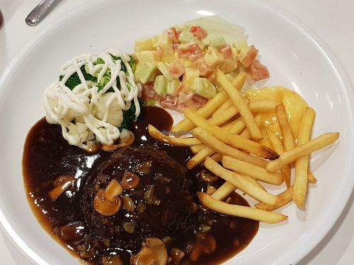 Homemade steak at Vegipai Cafe in Kuala Lumpur