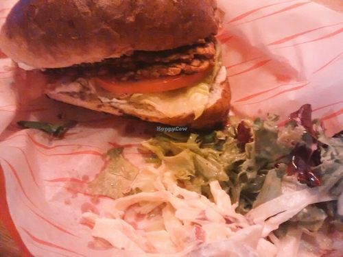 Tempeh sub and chips at The Flying Duck in Glasgow