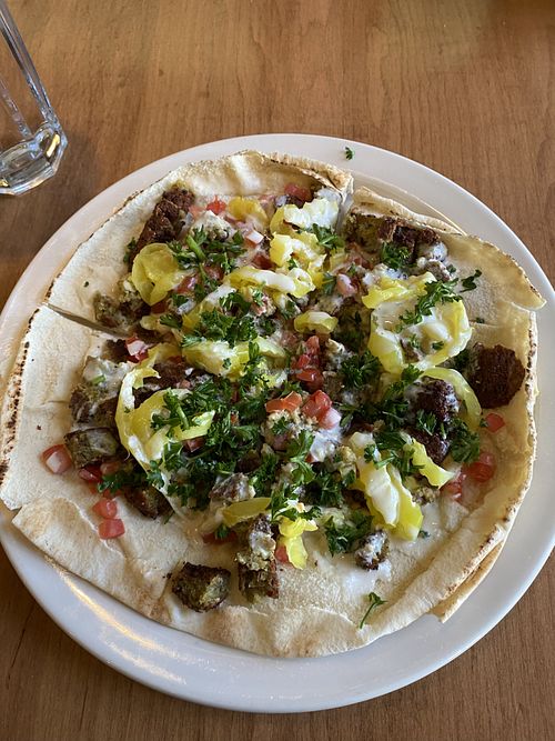 Falafel pitza   at Aladdin's Eatery in Pittsburgh
