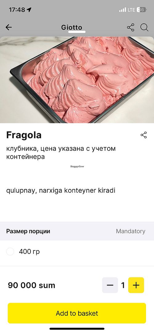 Only 3 vegan options-Strawberry  at Giotto in Tashkent