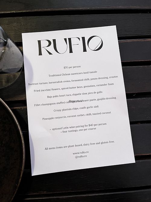 chefs vegan selection night  at Rufio in St Kilda
