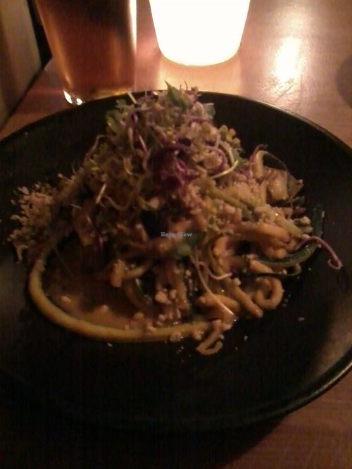 Zucchini pasta with cashew creme sauce at Gratitude Restaurant in Munich