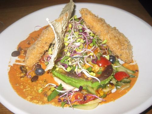 Grilled avocado dish at Gratitude Restaurant in Munich