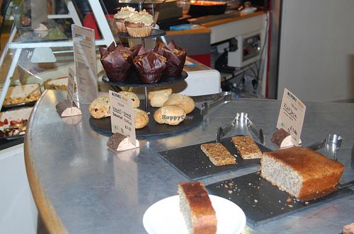 Vegan Lemon and Poppy seed cake and other cakes and desserts. at Natura Cafe in South East London