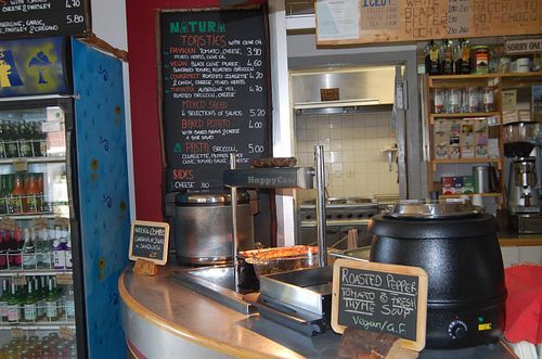 Hot food area at Natura Cafe in South East London