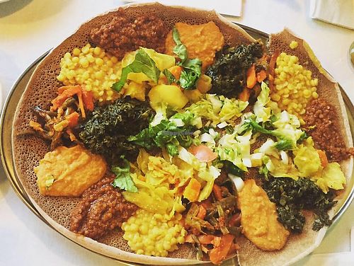 Vegan platter at Blue Nile Restaurant in Jamaica Plain