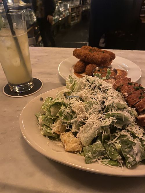 Mocktail, Vegan Mozzarella Sticks, and Caesar Salad 😛  at Fortune in Portland