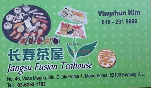 Business Card at Jangsu Fusion Teahouse in Kepong