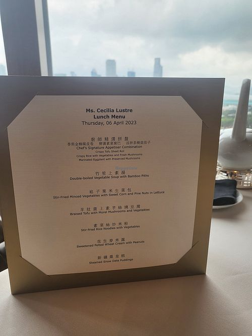 Custom vegan menu at Lung King Heen in Hong Kong Island
