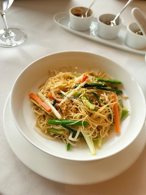 Stir fried rice noodles w vegetables at Lung King Heen in Hong Kong Island