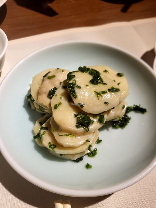 King oyster mushroom in spring onion sauce at Ye Shanghai - Tsim Sha Tsui in Kowloon