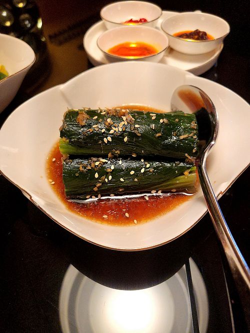 Poached spinach at Grand Majestic Sichuan in Hong Kong Island