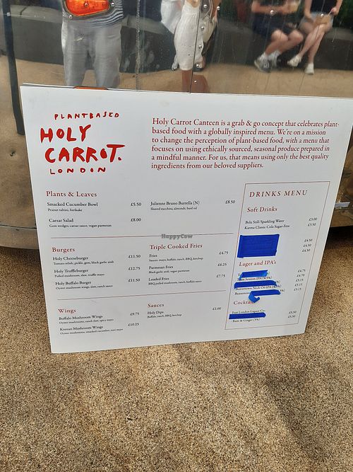 Holy Carrot menu at Holy Carrot - Pop-up in South West London