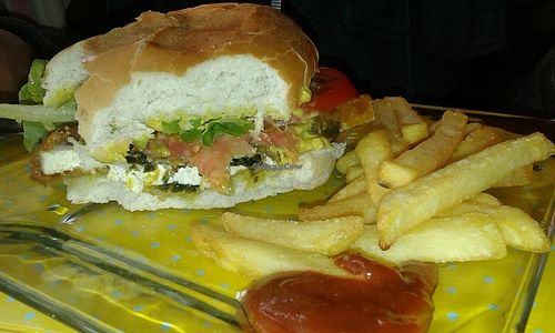 Hamburguesa con papas at Vegan Bunker in Santiago
