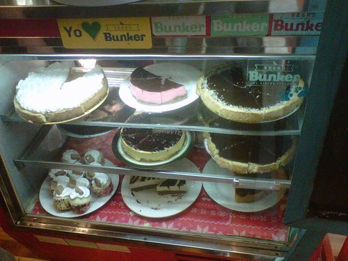 the cake counter at Vegan Bunker in Santiago