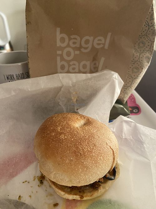 Eggplant falafel bagel  at Bagel-o-Bagel in Riyadh