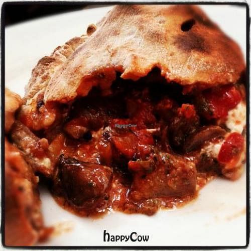 Eggplant, Mushroom, Artichoke and Vegan Ricotta Cheese Calzone at Garden Grill Cafe in Wichita