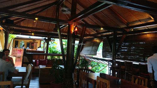 Lovely seating upstairs at Rikitikitavi in Kampot