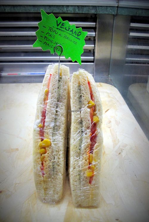 tramezzino, typical italian sandwich rarely found in vegan version at 4 Amici al Bar in Livorno
