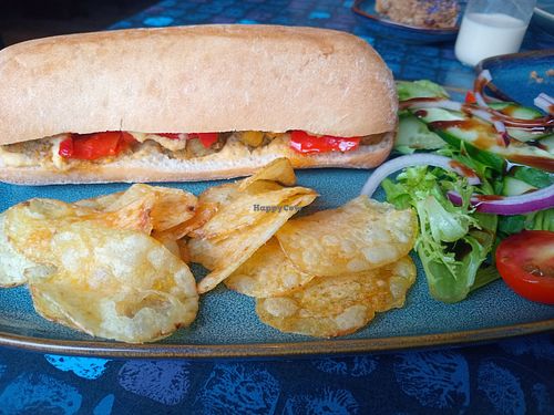 Ciabatta with hummus and falafel at The Old Butchers in Lochcarron