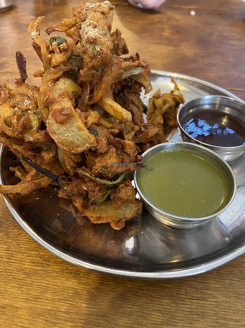 Vegan bhajis  at Manjit's Kitchen in Leeds