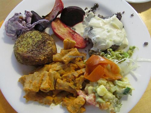 buffet plate (example) at Mahemarket and Cafe in Tallinn