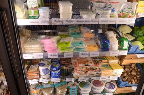 Vegan cheeses, organic vegetables, non-vegan items at Mahemarket - Parim Pood in Tallinn