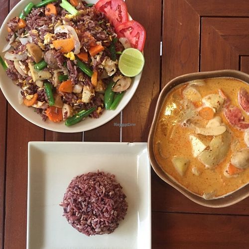 Curry (very spicy) /and fried rice with vegetable  at Anchan Vegetarian Restaurant in Chiang Mai