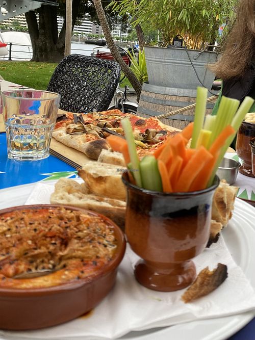 hummus, focaccia & vegetable sticks  at Il Chiringuito in Muralto