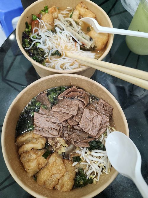 We took away Pho and Bun at Bếp Chay Hạnh Phúc in Hanoi