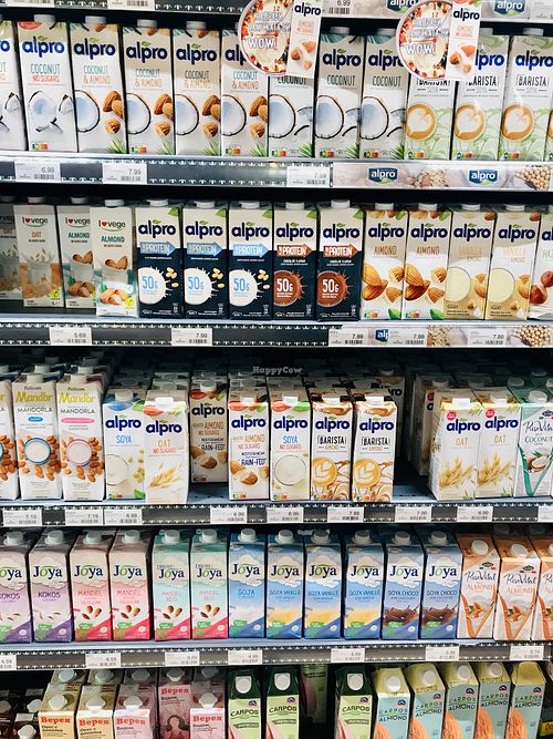 Vegan milk section   at Parkmart in Sofia