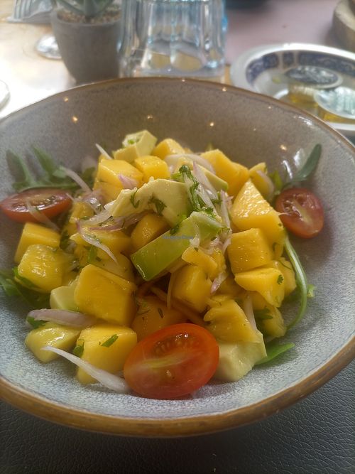 Ceviche de mango y aguacate at La Terraza in Castello Dempuries