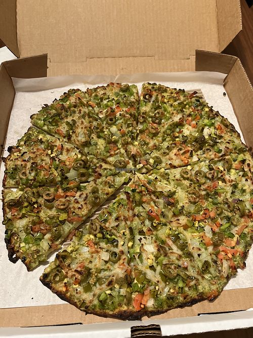 Large vegan pesto veggie pizza  at Best Desi Pizza in San Jose