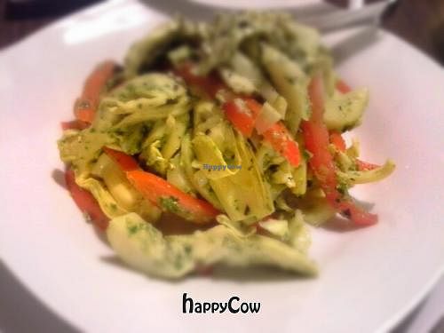 Vegan Mediterranean Salad (hearts of palm, artichokes and tomatoes in Vegan pesto sauce) at Tapa That in Jacksonville