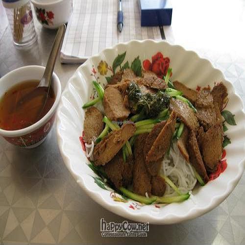 Mock meat noodles for lunch at Thien An in Inala